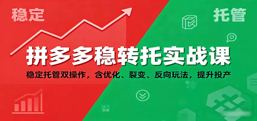 拼多多稳转托实战课：稳定托管双操作，含优化、裂变、反向玩法，提升投产-尊多创业网