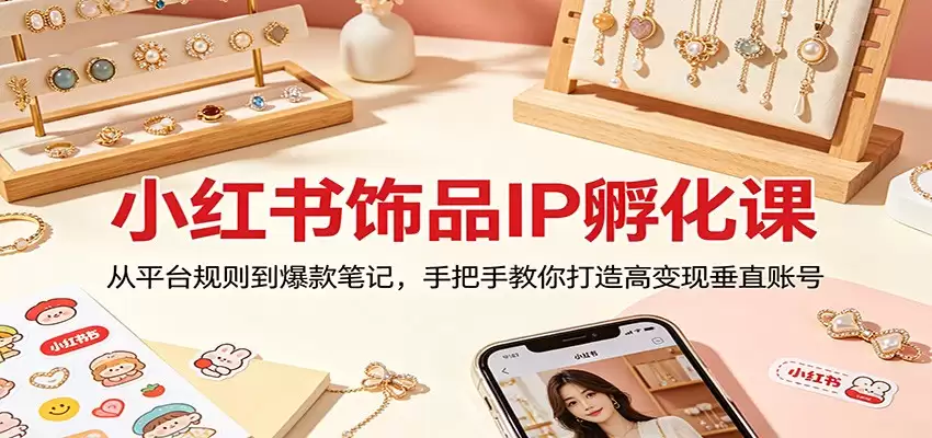 小红书饰品IP孵化课：从平台规则到爆款笔记，手把手教你打造高变现垂直账号-尊多创业网