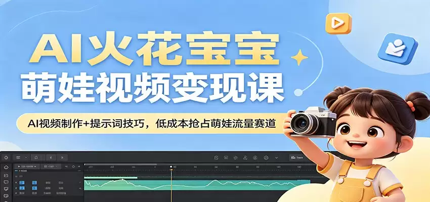 AI火花宝宝萌娃视频变现课：AI视频制作+提示词技巧，低成本抢占萌娃流量赛道-尊多创业网