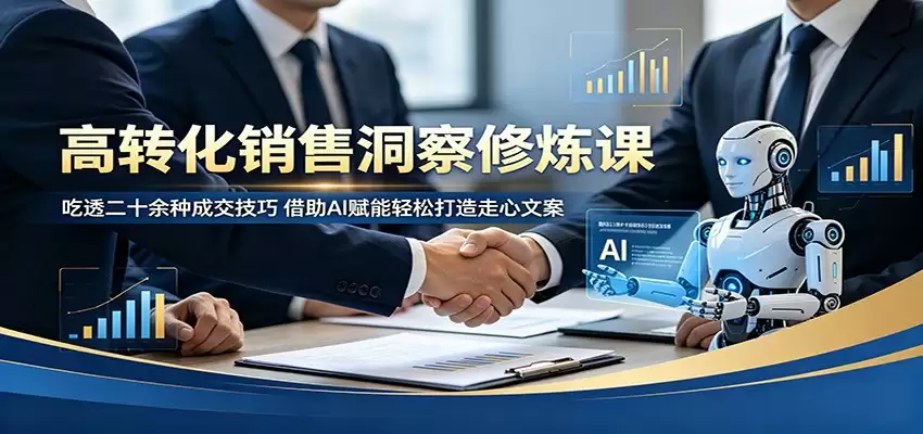 高转化销售洞察修炼课：吃透二十余种成交技巧，借助AI赋能轻松打造走心文案-尊多创业网