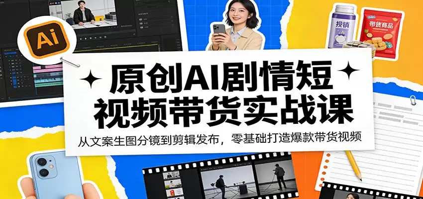 原创AI剧情短视频带货实战课：从文案生图分镜到剪辑发布，零基础打造爆款带货视频-尊多创业网