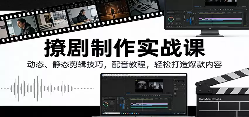 撩剧制作实战课：动态、静态剪辑技巧，配音教程，轻松打造爆款内容-尊多创业网