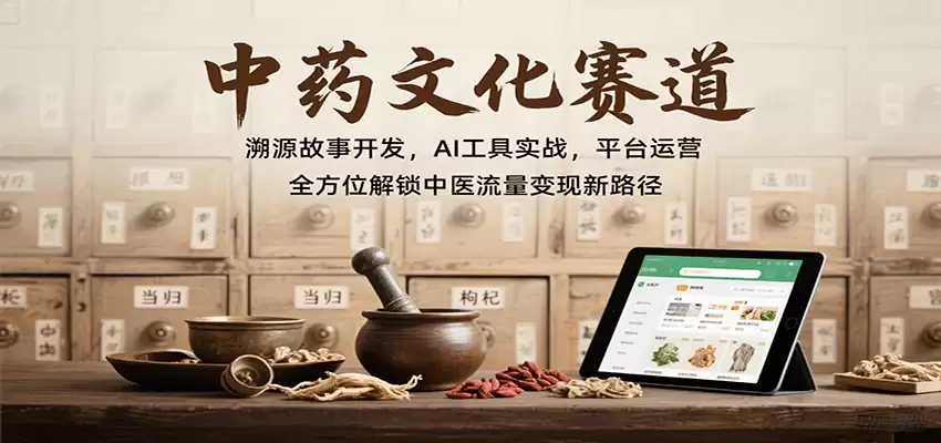 中药文化赛道：溯源故事开发，AI工具实战，平台运营，全方位解锁中医流量变现新路径-尊多创业网