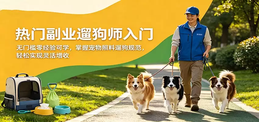 热门副业遛狗师入门，无门槛零经验可学，掌握宠物照料遛狗规范，轻松实现灵活增收-尊多创业网