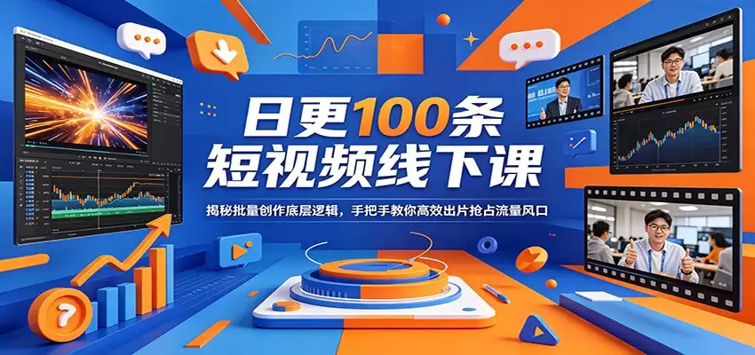 日更100条短视频线下课：揭秘批量创作底层逻辑，手把手教你高效出片抢占流量风口-尊多创业网