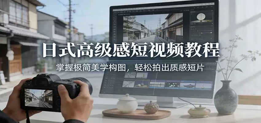 日式高级感短视频教程：掌握极简美学构图，轻松拍出质感短片-尊多创业网