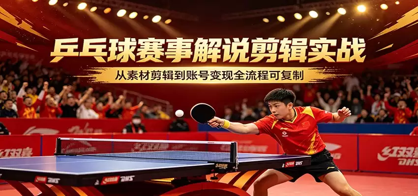 乒乓球赛事解说剪辑实战，从素材剪辑到账号变现全流程可复制-尊多创业网