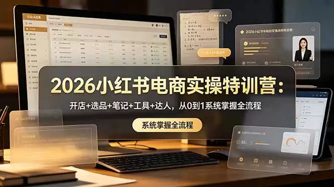 （第18978期）2026小红书电商实战训练营：开店+选品+笔记+工具+专家，掌握从0到1系统全流程-尊多创业网