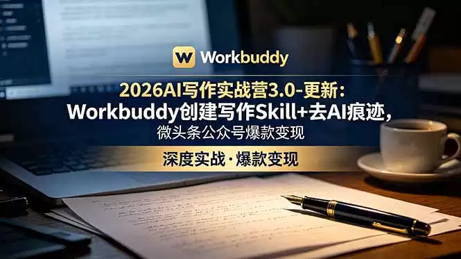 （第18995期）2026人工智能写作实践营3.0更新：Workbuddy创造写作技巧+去除AI痕迹，微头条公众号红了、变现了-尊多创业网