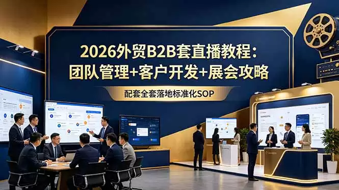 （18994期）2026外贸B2B套直播教程：团队管理+客户开发+展会攻略，配套全套落地 标准化SOP-尊多创业网