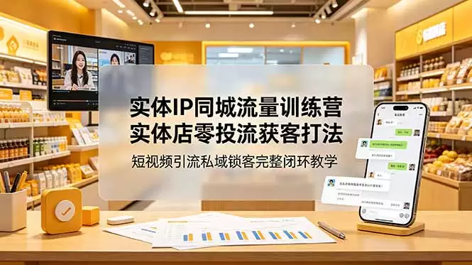 （第18999期）实体IP同城流量训练营：实体店零落客获客策略、完整短视频流量闭环教学、私域锁定客户-尊多创业网