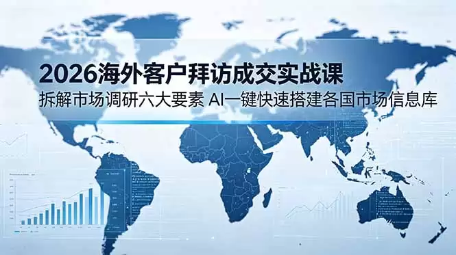 （18992期）2026海外客户拜访成交实战课：拆解市场调研六大要素，AI一键快速搭建各国市场信息库-尊多创业网