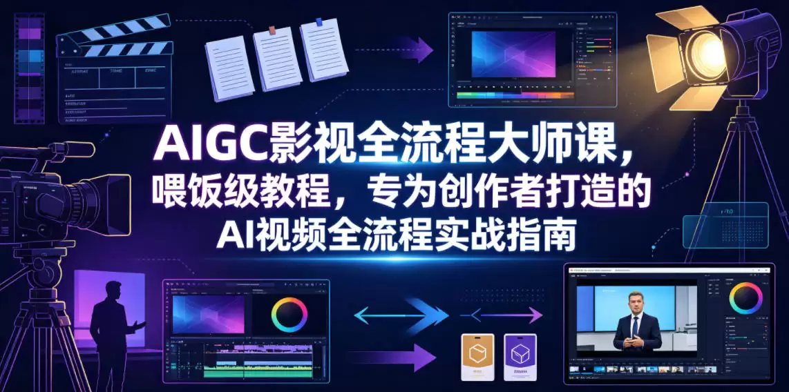 AIGC影视全流程大师课，喂饭级教程，专为创作者打造的AI视频全流程实战指南-尊多创业网