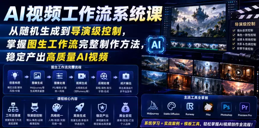 AI视频工作流系统课，从随机生成到导演级控制，掌握图生工作流完整制作方法，稳定产出高质量AI视频-尊多创业网