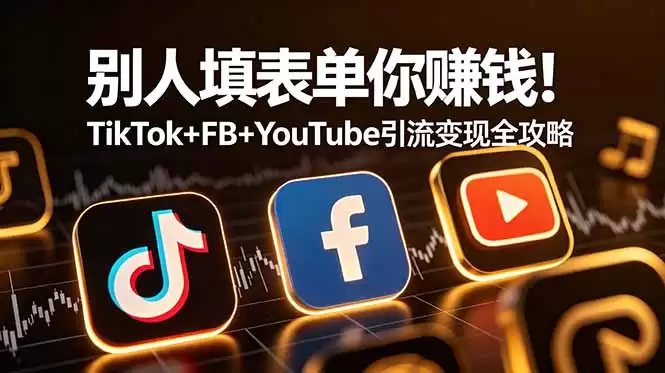 （第19018期）别人填表你就赚钱！TikTok+FB+YouTube引流变现完全指南【原版双语字幕】-尊多创业网