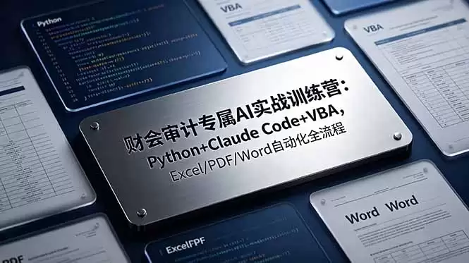 （第19028期）会计审计专属AI实战训练营：Python+Claude Code+VBA、Excel/PDF/Word自动化全流程-尊多创业网