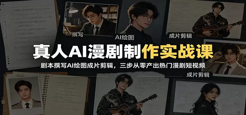 真人AI漫画制作实战课程：剧本创作、AI绘图、影片剪辑，三步从零开始制作热门漫画短视频-尊多创业网