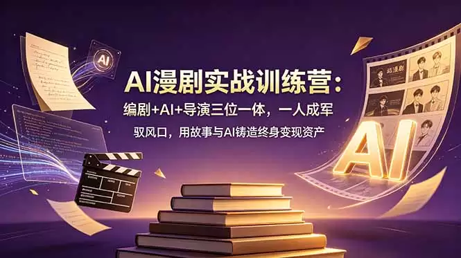（第19032期）AI漫剧实战训练营：编剧+AI+导演，三位一体，一人成军，乘风破浪，用故事和AI创造终身变现资产-尊多创业网