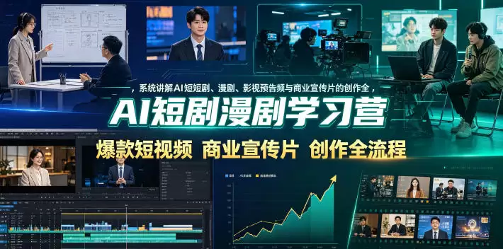 AI短剧漫剧学习营，系统讲解AI短剧、漫剧、影视预告片、爆款短视频与商业宣传片的创作全流程-尊多创业网