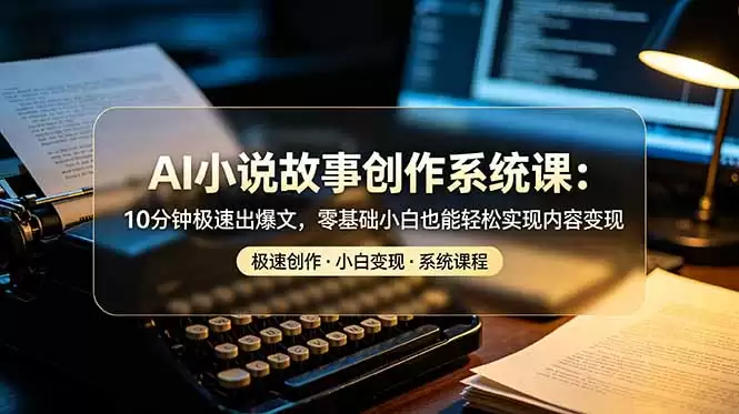 （第19053期）AI小说故事创作系统课程：10分钟快速产出爆文，零知识新手轻松实现内容变现-尊多创业网