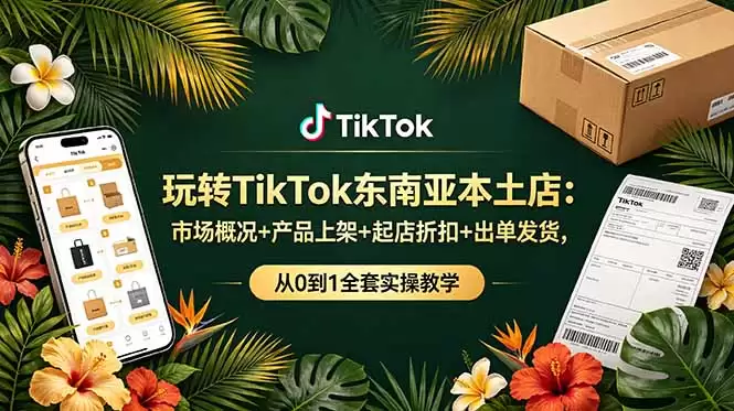 （第19045期）玩转东南亚当地TikTok店铺：市场概览+产品上线+开店优惠+订单发货，从0到1全套实战教学-尊多创业网