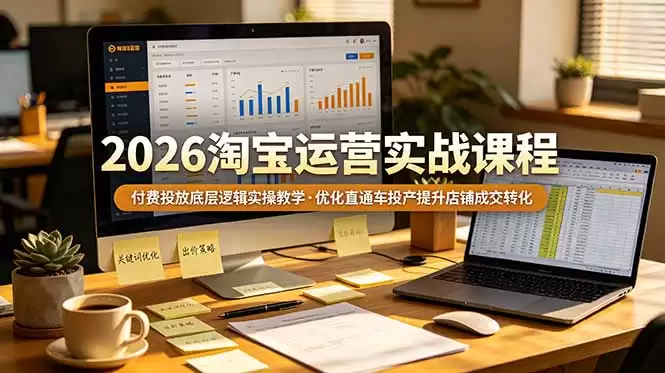 （第19075期）2026淘宝运营实战课程，付费底层逻辑实践教学，优化直通车生产，提升店铺交易转化-尊多创业网