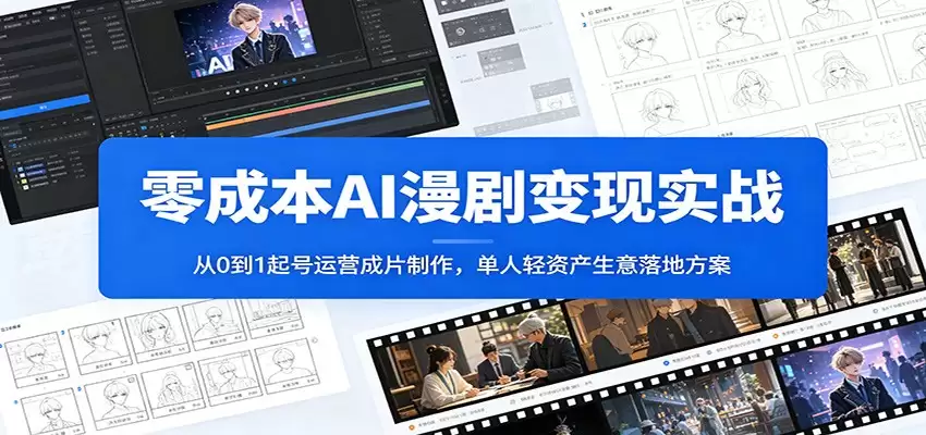 零成本AI漫剧变现实战：从0到1起号运营成片制作，单人轻资产生意落地方案-尊多创业网