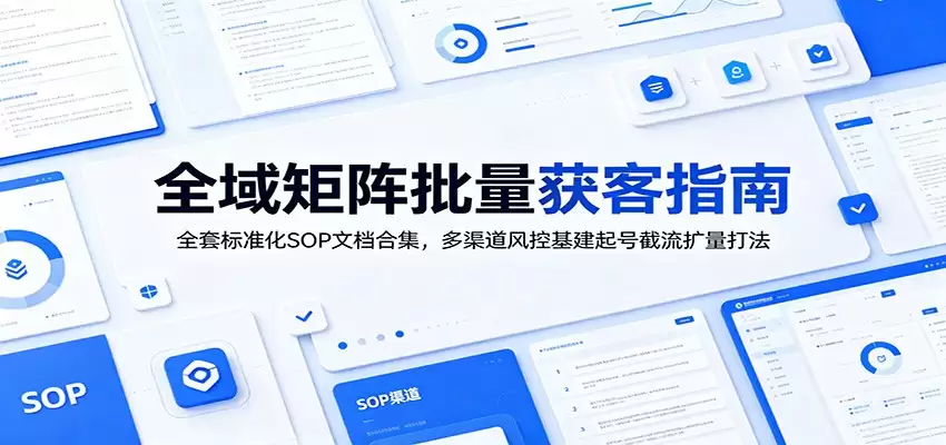全域矩阵批量获客指南：全套标准化SOP文档合集，多渠道风控基建起号截流扩量打法-尊多创业网