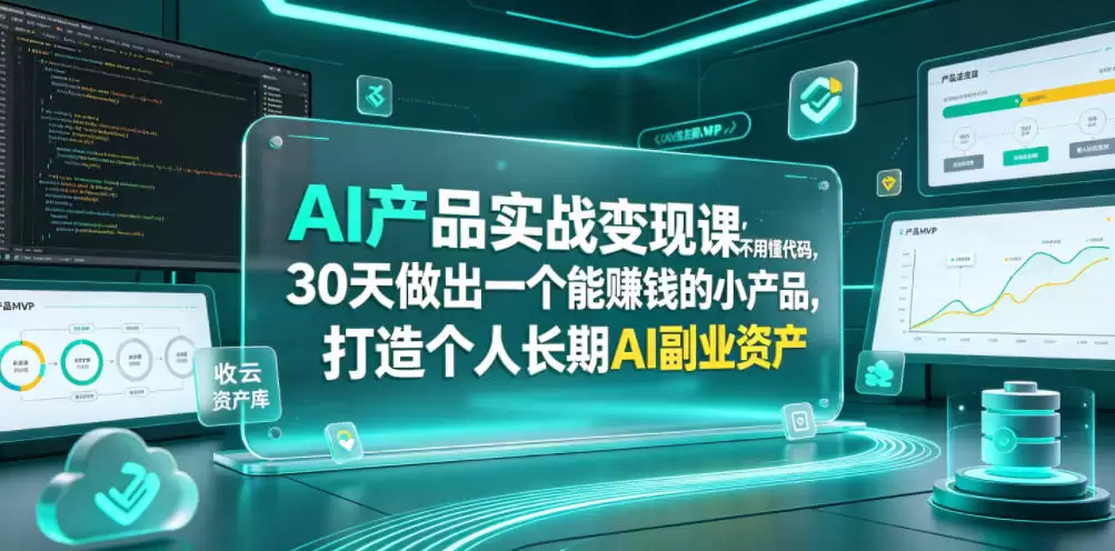 AI产品实战变现课，不用懂代码，30天做出一个能賺钱的小产品，打造个人长期AI副业资产（更新）-尊多创业网