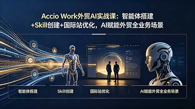 （第19086期）Accio Work外贸AI实战课程：智能代理搭建+技能打造+国际站优化，AI赋能外贸全业务场景-尊多创业网