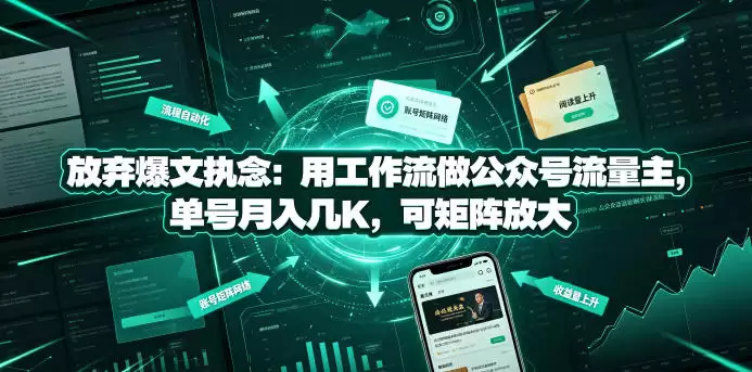 放弃对热门文章的执念：利用工作流成为公众号的流量大师，单号月入几K，还能矩阵放大-尊多创业网