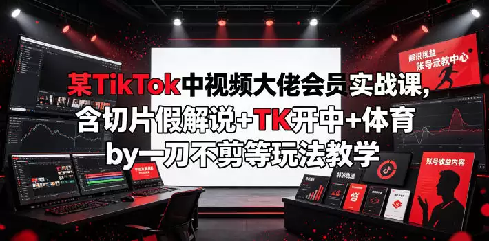 某抖音视频达人会员实战课程，包括切假解说+TK开场+一刀运动、不切等教程。-尊多创业网