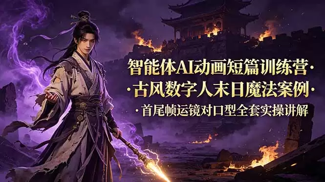 （第19114期）智能AI动画短篇集训营更新，古风数码人末日魔盒，首尾对口型全套实用讲解-尊多创业网