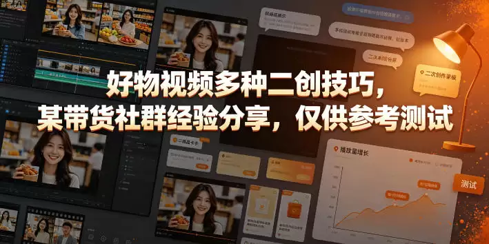 好物视频有各种二手创作技巧，由某卖货社区分享，仅供参考测试。-尊多创业网